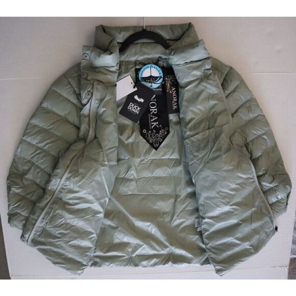 Anorak 50828CN Women's Sz L Green Down Filled Crop Sleeve Puffer Jacket - Picture 11 of 13